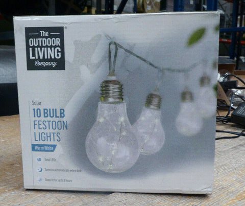 10 Bulbs Solar String Festoon Pub Party Hanging Lights Outdoor Garden 40 LEDs - Retail ABC - Branded Goods - Discount Prices