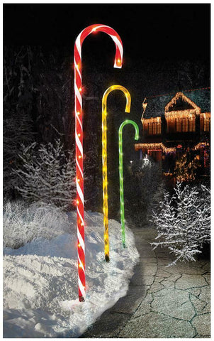 4 x 73cm Candy Cane Christmas Xmas Path Lights LED Indoor/Outdoor Multi/Red - Retail ABC - Branded Goods - Discount Prices