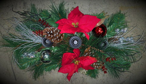 Premier Poinsettia Christmas Table Centrepiece Candle Holder Decoration 60cm - Retail ABC - Branded Goods - Discount Prices