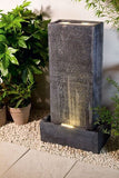Vertical Slate Solar Water Fountain Feature with LED Light Falls Garden decor Premier
