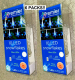 6 x Premier 10 LED Snowflakes in Blue 1 M Long Ideal for Christmas Gift Hampers Premier