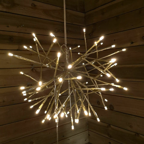 Christmas Xmas Indoor & Outdoor Matte Gold Silver Sputnik With White LEDs Lights Premier