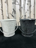 3 Citronella Wax Candles In Decorative Coloured Iron Bucket 10H Grey+White+Black Unbranded