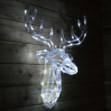 70cm Acrylic Wall Mounted Reindeer Head 72 White LED Christmas In/Outdoor Xmas - Retail ABC - Branded Goods - Discount Prices