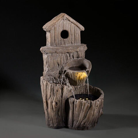 Solar Bird House Cascade Watere Feature Fountain bird bath The Outdoor living company