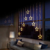 1.2m Premier Christmas Static Star LED Silver Pin Wire V Curtain Lights in White Premier