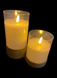 Premier Set of 2 Flickabright Glass LED Safety Timer Candles With Rope Detail - Retail ABC - Branded Goods - Discount Prices