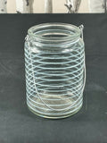 2 x 14 cm White Stripe Candle Holder With Steel Handler Dimensions H14 x Dia10cm Dimensions