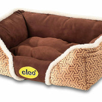 CLEO BEIGE CHECK EXTRA THICK/SOFT PET BED DOG/PUPPY/CAT SMALL 47cm x 37cm x 17cm
