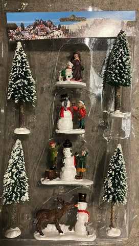 Premier 9 PCS Christmas Snowman Village Accessories Ski Scene Mini World Figures - Retail ABC - Branded Goods - Discount Prices