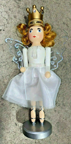 37cm White Glitter Nutcracker Angel Wooden Ornament Christmas Fairy Home Decor - Retail ABC - Branded Goods - Discount Prices