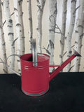 New 3.5L Strong Metal Watering Can With Fixed Handle or Silver Trim Red & silver The Outdoor Living Company