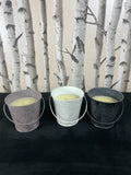 3 Citronella Wax Candles In Decorative Coloured Iron Bucket 10H Grey+White+Black Unbranded