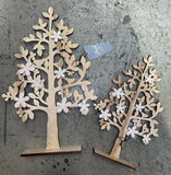 Premier 2 Pack Wooden Tree with White Iridescent Glitter Flower Home Decoration Premier