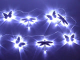 10 LED Mirror Dragonfly and Butterfly Lights - White Butterfly