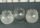 Set of 3 Tea Light Holder Clear Glass Hurricane Home & Garden, Elegant Deco Unbranded