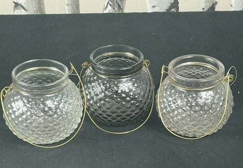 Set of 3 Tea Light Holder Clear Glass Hurricane Home & Garden, Elegant Deco Unbranded