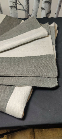 Fabric Rug Soft Grey & White Grey Hand Made Woven Harlequin 120cm x 180cm Handmade