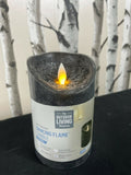 13cm x 9cm Battery Operated Dancing Flame Candle with Timer in Black Premier