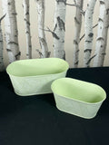 Set of 2 Large and Small Set of 2 Galvanised Pots Green Floral Print Unbranded