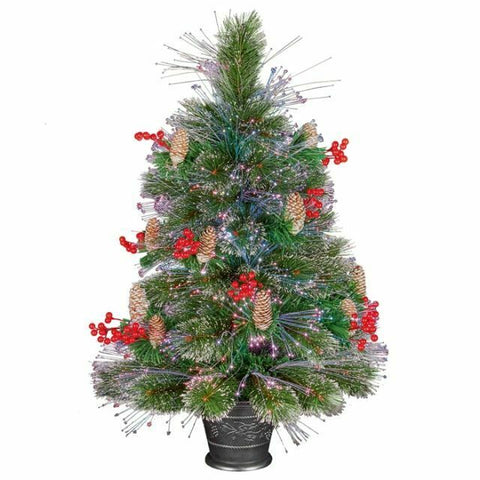2.6ft / 80cm Fibre Optic Colour Changing LED Christmas Tree Berries Cones Premier
