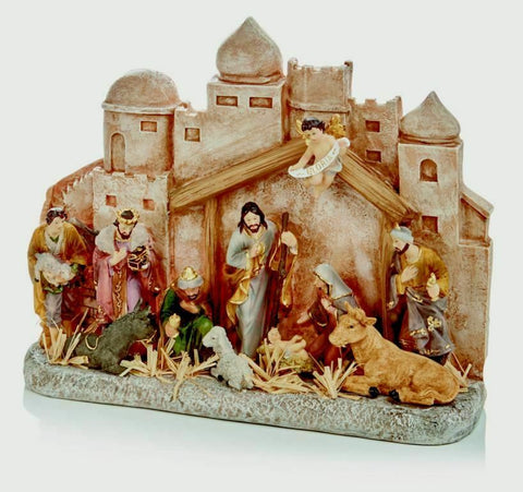 34cm Polyresin Nativity Scene Holy City Christmas Ornament Xmas Decoration