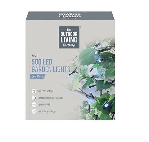 Solar Garden String Lights 500 LED Cool White Fairy Lights 30m Lit Length Premier