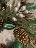 Premier Luxury Quality Silver Glittered Pine Cone Christmas Door Wreath 50cm - Retail ABC - Branded Goods - Discount Prices