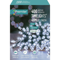 Premier 400 LED Battery Operated Multi-Action Christmas Tree Light Timer WHITE Premier