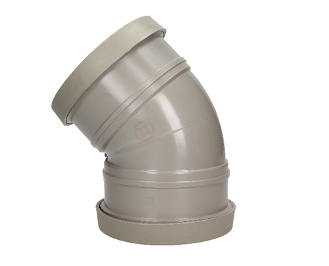 Grey Soil 45° Bend Double Socket Pushfit Waste 110mm Ring Seal Vent Pipe Drain Unbranded