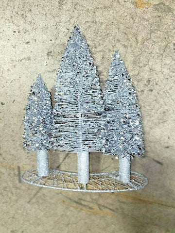 New Premier 3-in-1 Silver Glitter Sparkly Christmas Tree Table top Decoration Premier