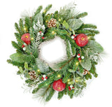 Premier LED Pre-Lit Frosted Apple Sparkle Traditional Christmas Décor Wreath - Retail ABC - Branded Goods - Discount Prices