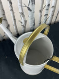 Metal Watering Cans 3.5L Vintage Style With White With Gold Accent Trim White