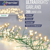 288 Large LEDs UltraBrights Multi-Action Christmas Garland Warm white Premier