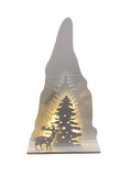 Premier 2 Pack of Wooden LED Warm White Light Up Snowy Christmas Tree Ornaments - Retail ABC - Branded Goods - Discount Prices