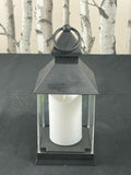 24cm Black Lantern with Flickering Candle Base to Handle Christmas Decorations Unbranded