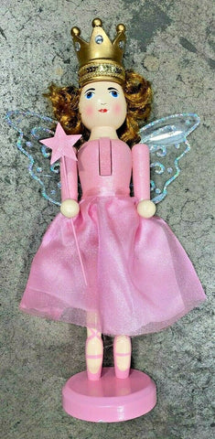37cm Pink Glitter Nutcracker Angel Wooden Ornament Christmas Fairy Home Decor - Retail ABC - Branded Goods - Discount Prices