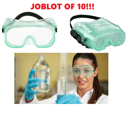 10 x Protective Anti-Dust Scratch Resistant Anti Fog Safety Goggles Glasses - Retail ABC - Branded Goods - Discount Prices