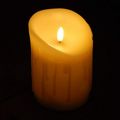 NEW 13 x 9cm Cream Dancing LED Flame Battery Powered Melted Effect Candle - Retail ABC - Branded Goods - Discount Prices