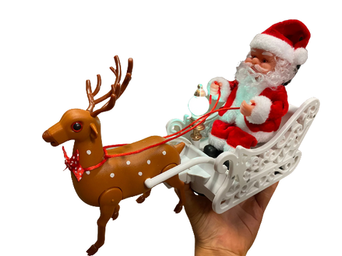 Premier 28cm Moving Santa And Sleigh Sings Jingle Bells Christmas Decoration - Retail ABC - Branded Goods - Discount Prices
