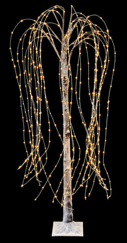 4ft 1.2m Pre-Lit Brown Flocked Willow Tree 450 Warm White LED Indoor Outdoor - Retail ABC - Branded Goods - Discount Prices