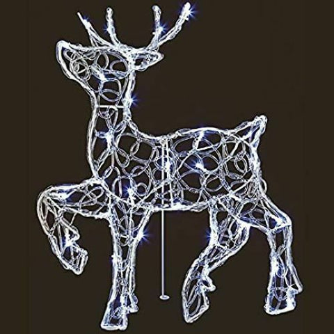 56cm Acrylic Standing White LED Reindeer Premier Christmas Outdoor Decoration - Retail ABC - Branded Goods - Discount Prices