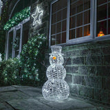 90cm Lit Acrylic Snowman 80 White LEDs Indoor Outdoor 5M Cable Christmas Decor - Retail ABC - Branded Goods - Discount Prices