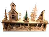 Premier Wooden Musical Spinning Christmas Tree Village Scene Decoration 44x28cm - Retail ABC - Branded Goods - Discount Prices