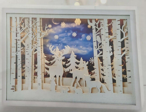 30cm Animated Musical Diorama Woodland Scene with Moving Snowflakes Lit Battery - Retail ABC - Branded Goods - Discount Prices