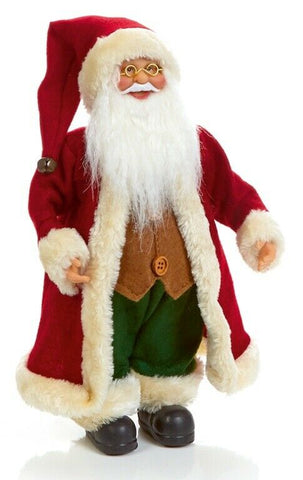 Premier Standing Santa With Brown Waistcoat 30cm Christmas Decoration