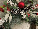 Premier 60cm Berry Cones Red White Exposed Branch Christmas Wreath Decoration - Retail ABC - Branded Goods - Discount Prices