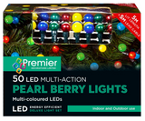 PREMIER 50 Christmas LED Multi-Action Pearl Berry Lights, Multicolour PREMIER