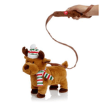 Premier 26cm Musical Walking Christmas Reindeer with Striped Hat and Scarf Toy - Retail ABC - Branded Goods - Discount Prices