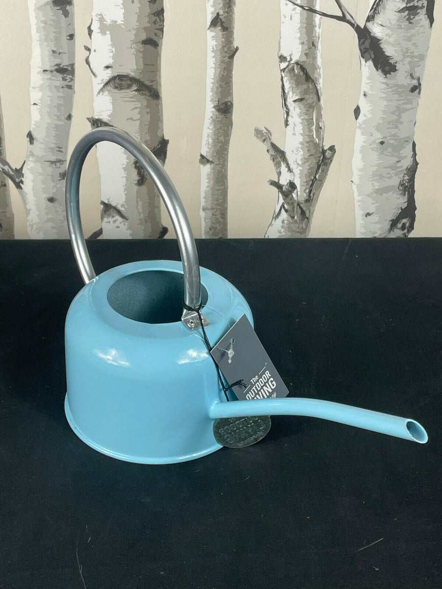 Premier Small Blue Watering Can Metal Galvanised Steel 1.1L Narrow Spo